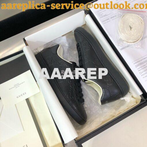 Replica Gucci Men Women's Ace GG Embossed Sneaker 625787 Black 8