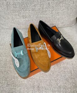 Replica Hermes Faubourg loafer in Suede Goatskin H222252Z Naturel