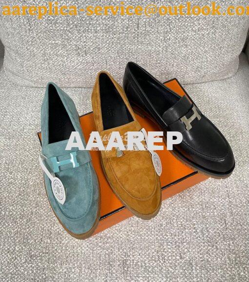 Replica Hermes Faubourg loafer in Suede Goatskin H222252Z Naturel