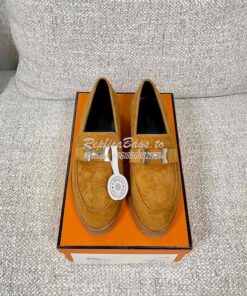 Replica Hermes Faubourg loafer in Suede Goatskin H222252Z Naturel 2