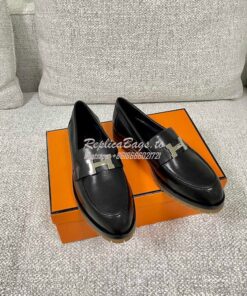Replica Hermes Faubourg loafer in Black Calfskin H222252Z 2