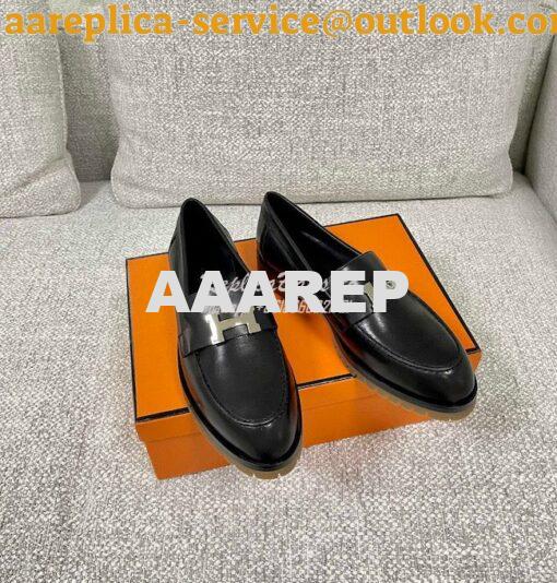 Replica Hermes Faubourg loafer in Black Calfskin H222252Z 2