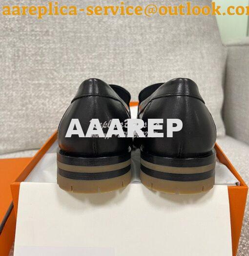 Replica Hermes Faubourg loafer in Black Calfskin H222252Z 7