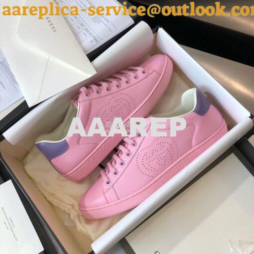 Replica Gucci Men Women's Ace Sneaker with Interlocking G 598527 Pink 3