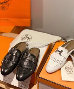 Replica Hermes Rivoli Mule in Goatskin H181067Z Noir