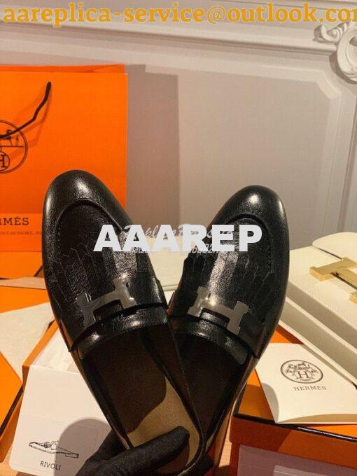 Replica Hermes Rivoli Mule in Goatskin H181067Z Noir 5