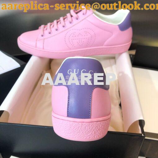 Replica Gucci Men Women's Ace Sneaker with Interlocking G 598527 Pink 6