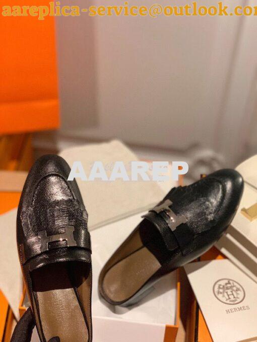 Replica Hermes Rivoli Mule in Goatskin H181067Z Noir 6