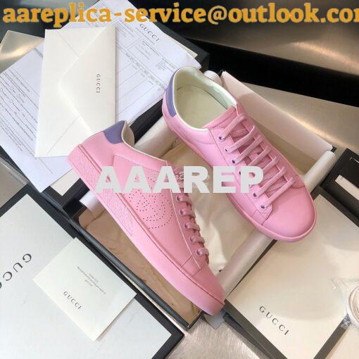 Replica Gucci Men Women's Ace Sneaker with Interlocking G 598527 Pink 7