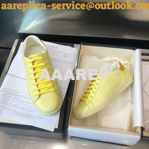 Replica Gucci Men Women's Ace Sneaker with Interlocking G 598527 Yello 4