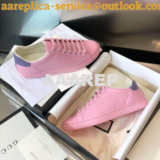 Replica Gucci Men Women's Ace Sneaker with Interlocking G 598527 Pink 8