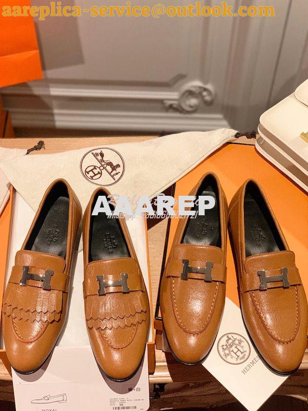 Replica Hermes Royal Loafer in Suede Goatskin H192203Z Beige Doré Replica Hermes Royal Loafer in Suede Goatskin H192203Z Beige Doré