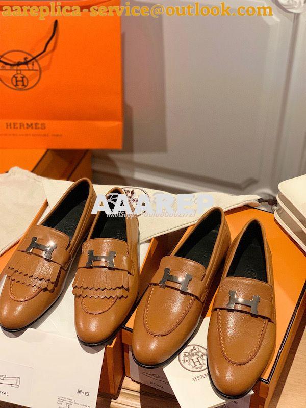 Replica Hermes Royal Loafer in Suede Goatskin H192203Z Beige Doré 2 Replica Hermes Royal Loafer in Suede Goatskin H192203Z Beige Doré 2