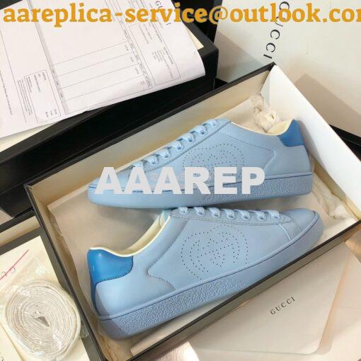 Replica Gucci Men Women's Ace Sneaker with Interlocking G 598527 Blue 4