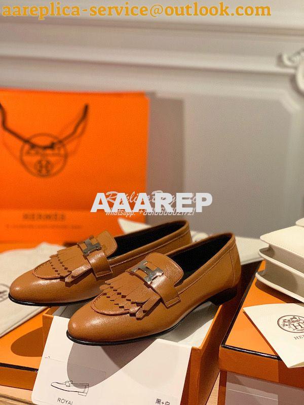 Replica Hermes Royal Loafer in Suede Goatskin H192203Z Beige Doré 5 Replica Hermes Royal Loafer in Suede Goatskin H192203Z Beige Doré 5