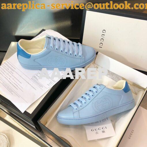 Replica Gucci Men Women's Ace Sneaker with Interlocking G 598527 Blue 6
