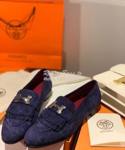 Replica Hermes Royal Loafer in Suede Goatskin H192203Z Blue 2