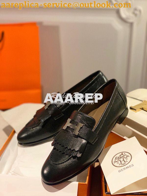 Replica Hermes Royal Loafer in Goatskin H192203Z Noir w Hazelnut Goats 3 Replica Hermes Royal Loafer in Goatskin H192203Z Noir w Hazelnut Goats 3