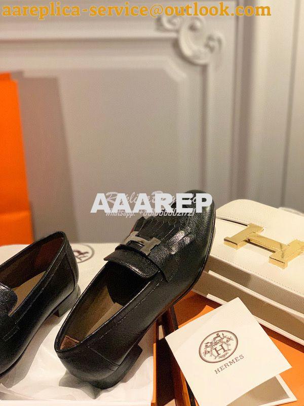 Replica Hermes Royal Loafer in Goatskin H192203Z Noir w Hazelnut Goats 8 Replica Hermes Royal Loafer in Goatskin H192203Z Noir w Hazelnut Goats 8