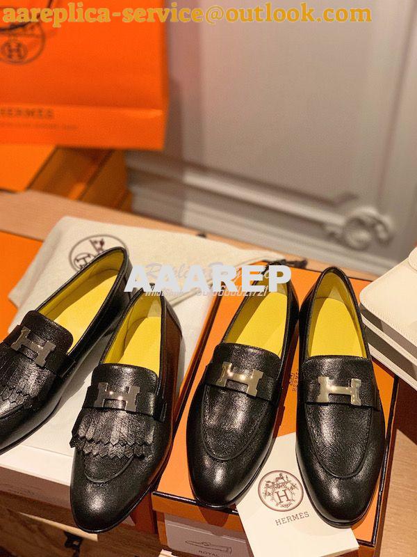 Replica Hermes Royal Loafer in Goatskin H192203Z Noir w Yellow Goatski Replica Hermes Royal Loafer in Goatskin H192203Z Noir w Yellow Goatski