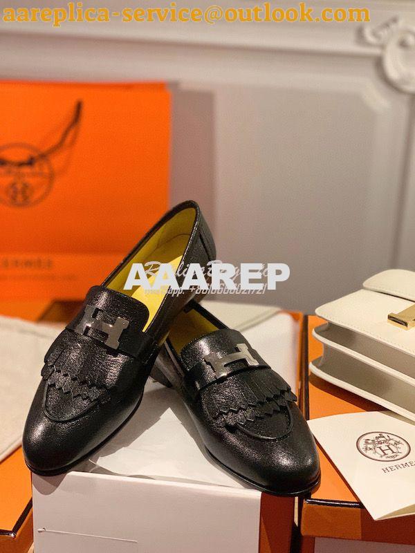 Replica Hermes Royal Loafer in Goatskin H192203Z Noir w Yellow Goatski 2 Replica Hermes Royal Loafer in Goatskin H192203Z Noir w Yellow Goatski 2