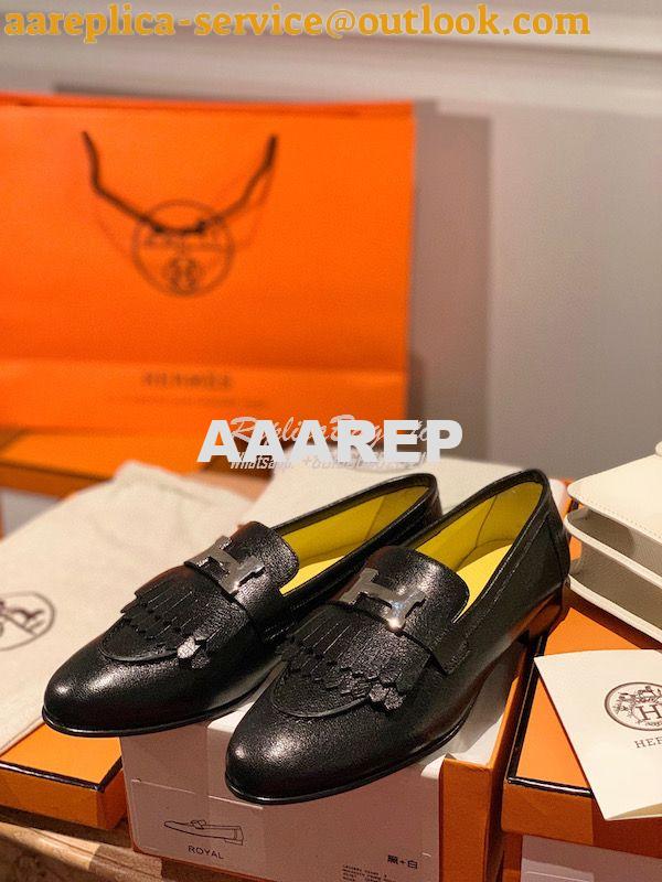 Replica Hermes Royal Loafer in Goatskin H192203Z Noir w Yellow Goatski 3 Replica Hermes Royal Loafer in Goatskin H192203Z Noir w Yellow Goatski 3
