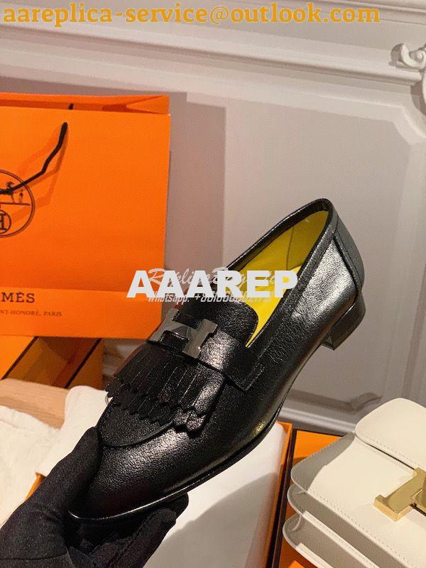 Replica Hermes Royal Loafer in Goatskin H192203Z Noir w Yellow Goatski 4 Replica Hermes Royal Loafer in Goatskin H192203Z Noir w Yellow Goatski 4