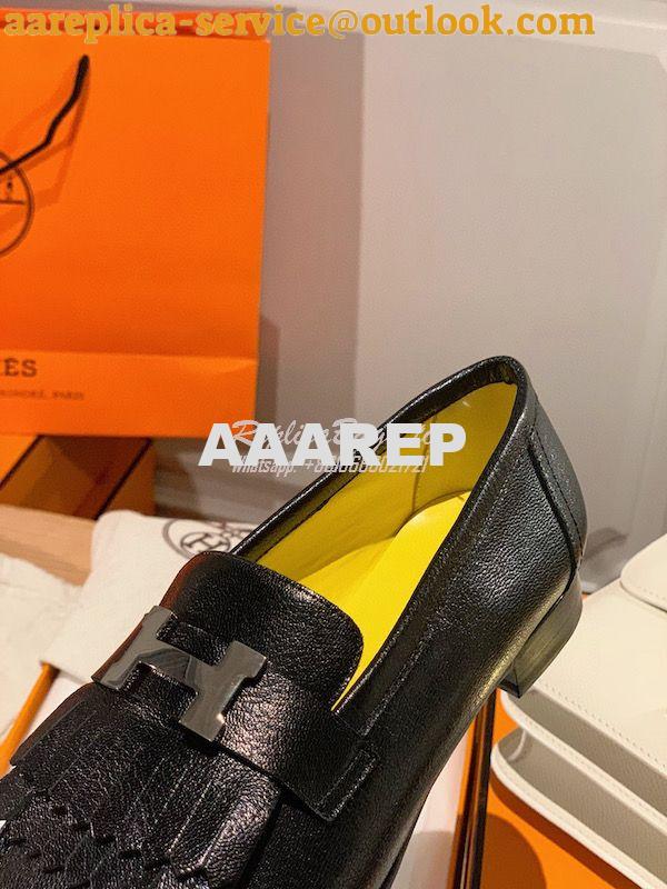 Replica Hermes Royal Loafer in Goatskin H192203Z Noir w Yellow Goatski 5 Replica Hermes Royal Loafer in Goatskin H192203Z Noir w Yellow Goatski 5
