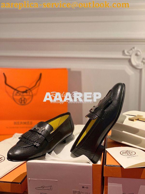 Replica Hermes Royal Loafer in Goatskin H192203Z Noir w Yellow Goatski 7 Replica Hermes Royal Loafer in Goatskin H192203Z Noir w Yellow Goatski 7