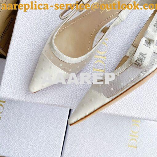 Replica Dior J'adior Slingback White Plumetis Pump KCB567 6