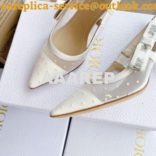 Replica Dior J'adior Slingback White Plumetis Pump KCB567 10