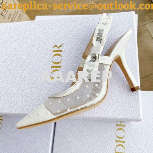 Replica Dior J'adior Slingback White Plumetis Pump KCB567 16