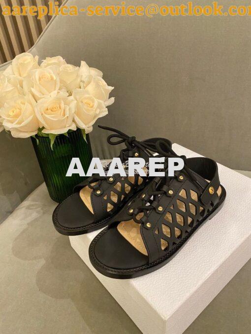 Replica Dior D-Trap Sandals Black Matte Calfskin KCQ510 2