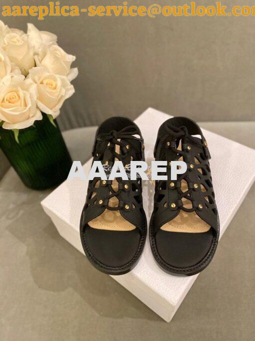 Replica Dior D-Trap Sandals Black Matte Calfskin KCQ510 3