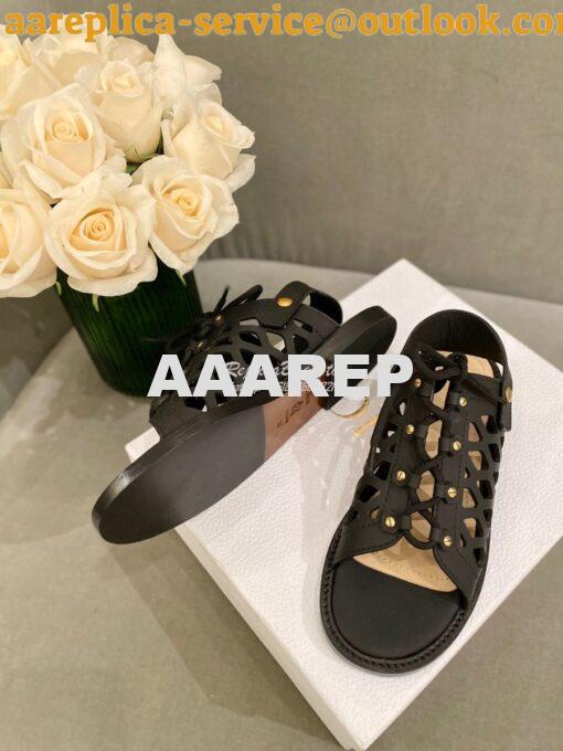 Replica Dior D-Trap Sandals Black Matte Calfskin KCQ510 4