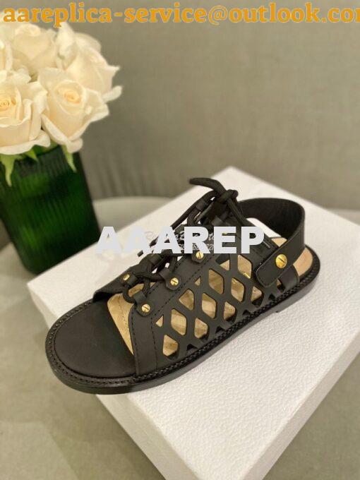 Replica Dior D-Trap Sandals Black Matte Calfskin KCQ510 5