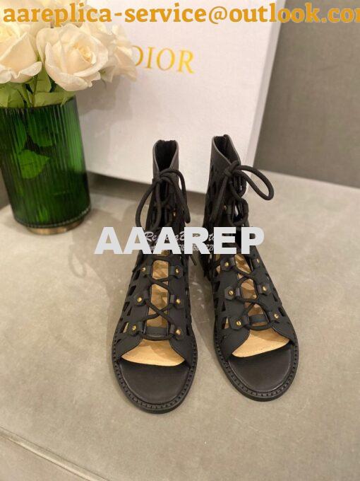 Replica Dior D-Trap Sandals Black Matte Calfskin KCQ489 2