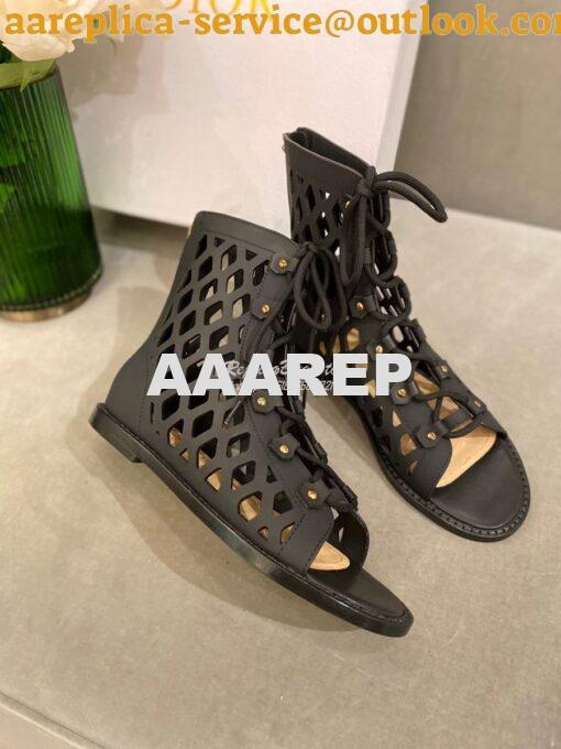 Replica Dior D-Trap Sandals Black Matte Calfskin KCQ489 3