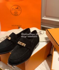 Replica Hermes Destin Loafer suede goatskin H212116Z Black