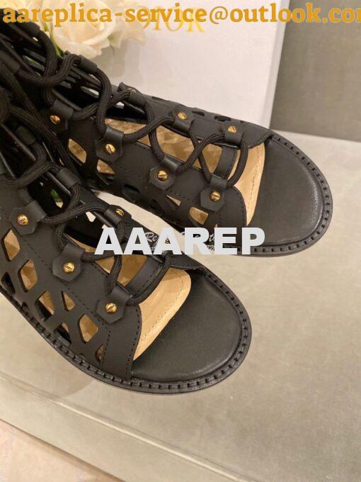 Replica Dior D-Trap Sandals Black Matte Calfskin KCQ489 6