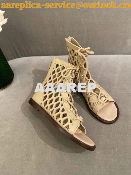 Replica Dior D-Trap Sandals Beige Matte Calfskin KCQ489 4