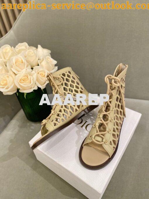 Replica Dior D-Trap Sandals Beige Matte Calfskin KCQ489 5