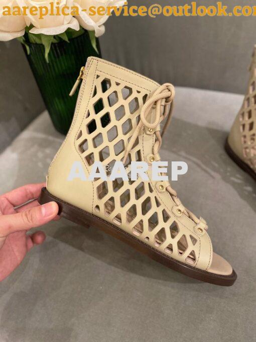 Replica Dior D-Trap Sandals Beige Matte Calfskin KCQ489 6