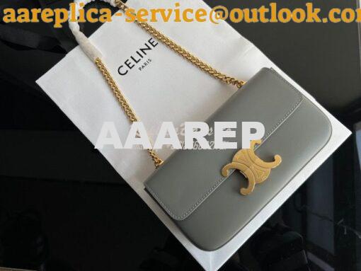 Replica Celine Chain Shoulder Bag Triomphe In Shiny Calfskin 197993 Gr
