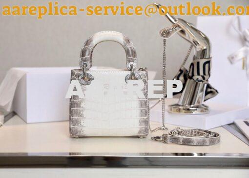 Replica Dior Crocodile Leather Mini Lady Dior Bag with Crystals Crocod 9