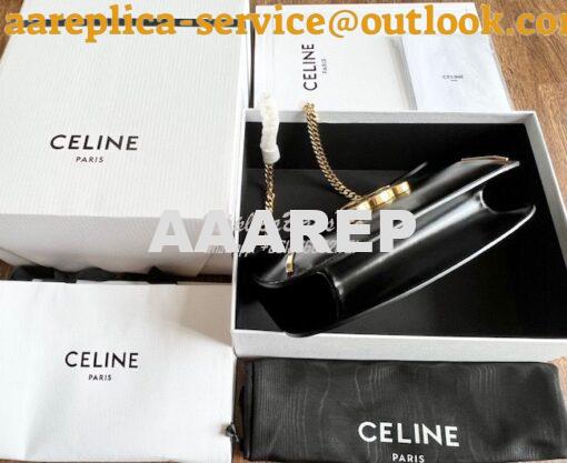Replica Celine Chain Besace Triomphe In Shiny Calfskin 199273B Black 13
