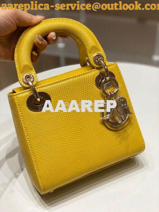 Replica Dior Lizard Mini Lady Dior Bag in Yellow 2