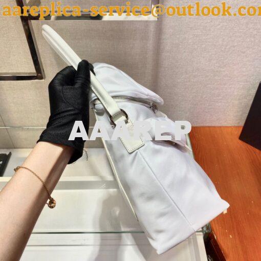 Replica Prada Signaux Nylon And Leather Hobo Bag 1BC160 White 6