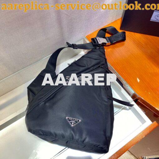 Replica Prada Re-nylon And Leather Backpack 2VZ092 Black 4