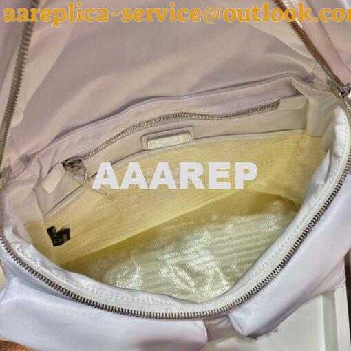 Replica Prada Signaux Nylon And Leather Hobo Bag 1BC160 White 7